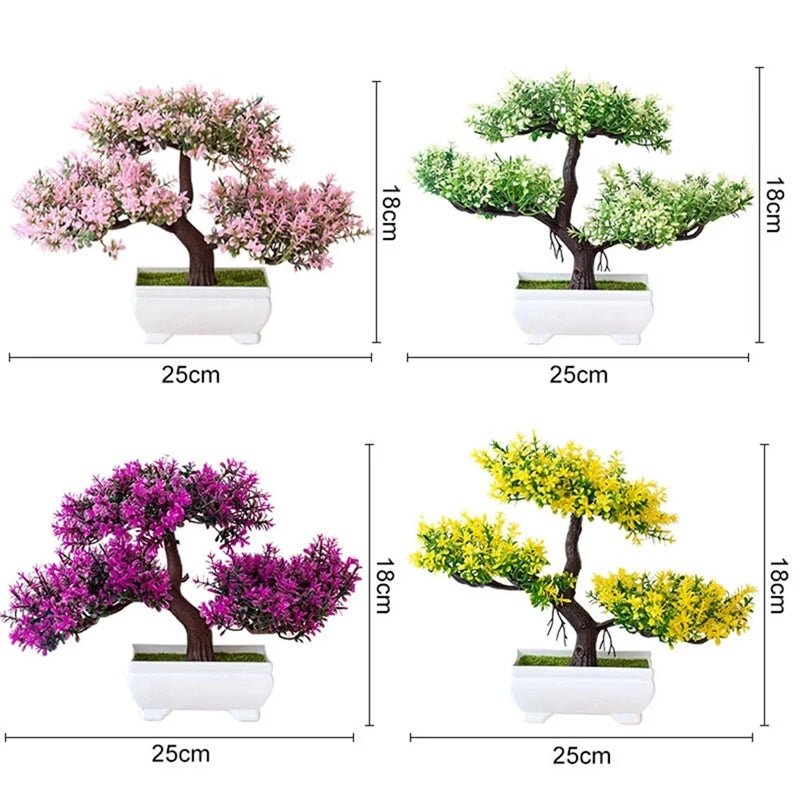 Bonsái de plantas artificiales, árbol pequeño, maceta, plantas falsas, flores, adornos en maceta para decoración de mesa de habitación del hogar, decoración de jardín de Hotel