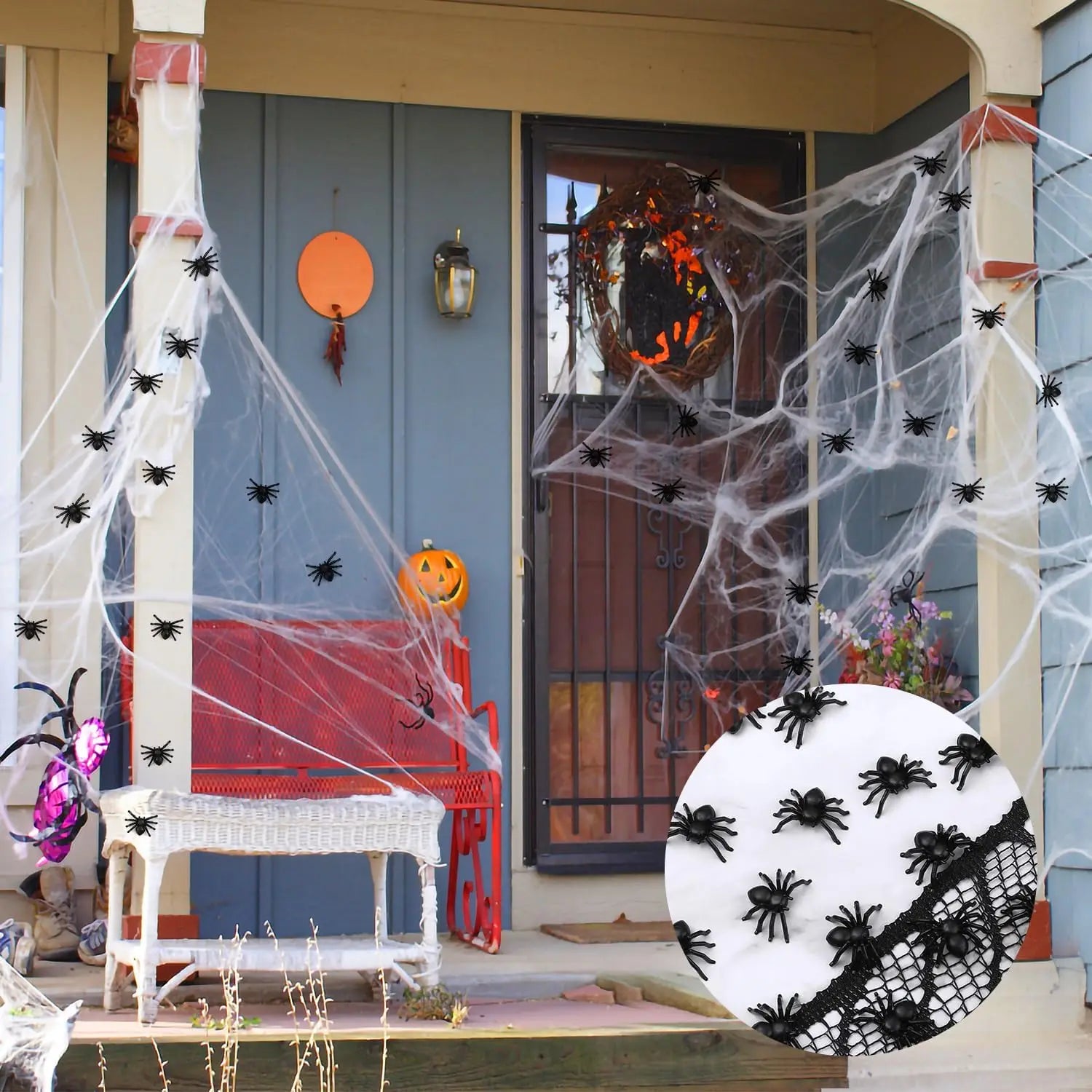 50/500 Uds pequeñas arañas negras falsas decoración de Halloween araña de terror DIY fiesta Casa Encantada Prop insectos realistas juguetes difíciles
