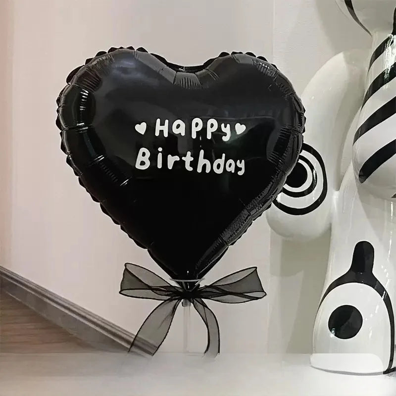 Globo de aluo con forma de corazón rosa, hueco, para fiesta de cumpleaños, marco de utilería para fotos, globo con nudo d...