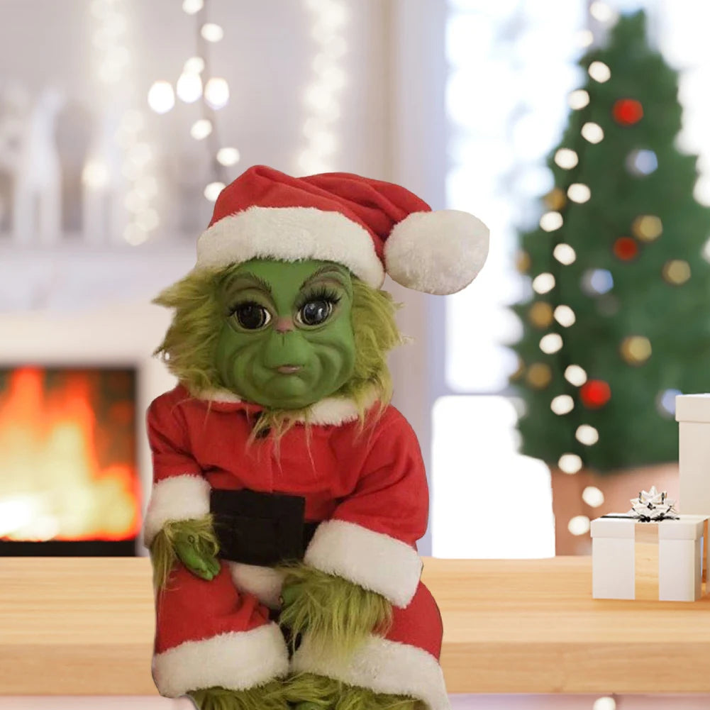 Muñeco de peluche de Navidad, muñeco monstruo verde, juguetes navideños para bebés, decoraciones navideñas suaves, juguete de peluche, muñeca para niños, decoración navideña