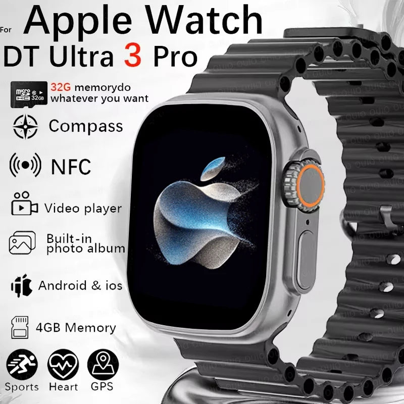2025 nuevo reloj inteligente con memoria de 32GB para hombres y mujeres NFC Bluetooth llamada reproducción de música carga inalámbrica deporte Fitness SmartWatch