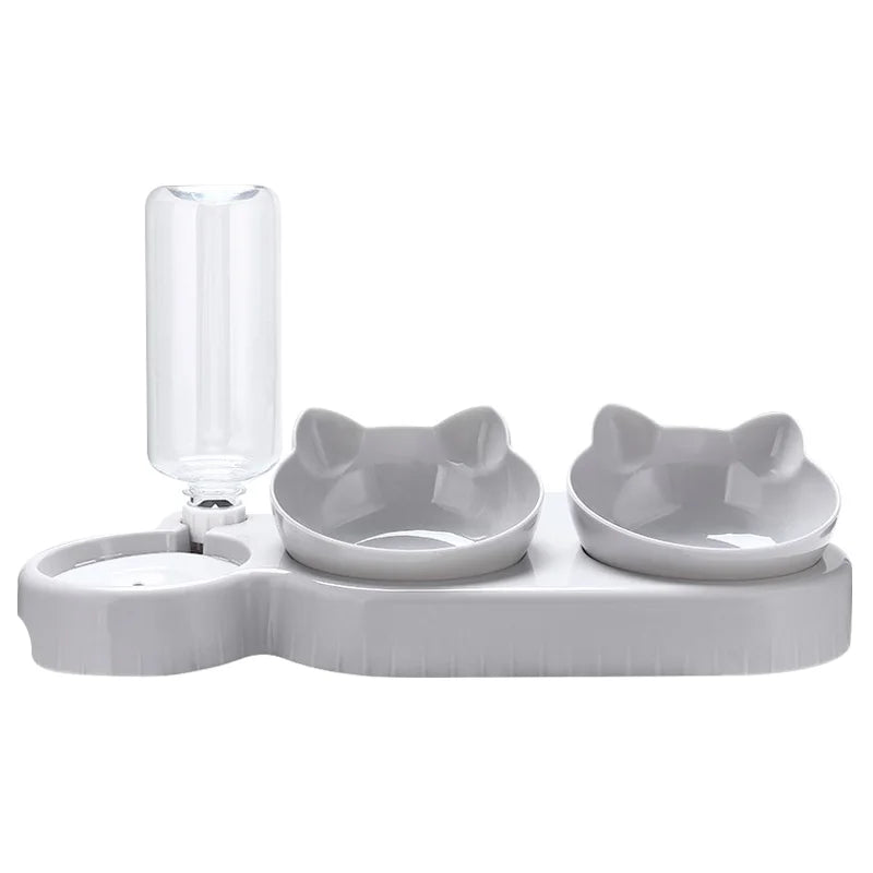 Comedero para gatos 3 en 1, dispensador automático de agua, doble cuenco, cuenco para mascotas para perros pequeños, gatos, contenedor de comida para mascotas, accesorios para gatos