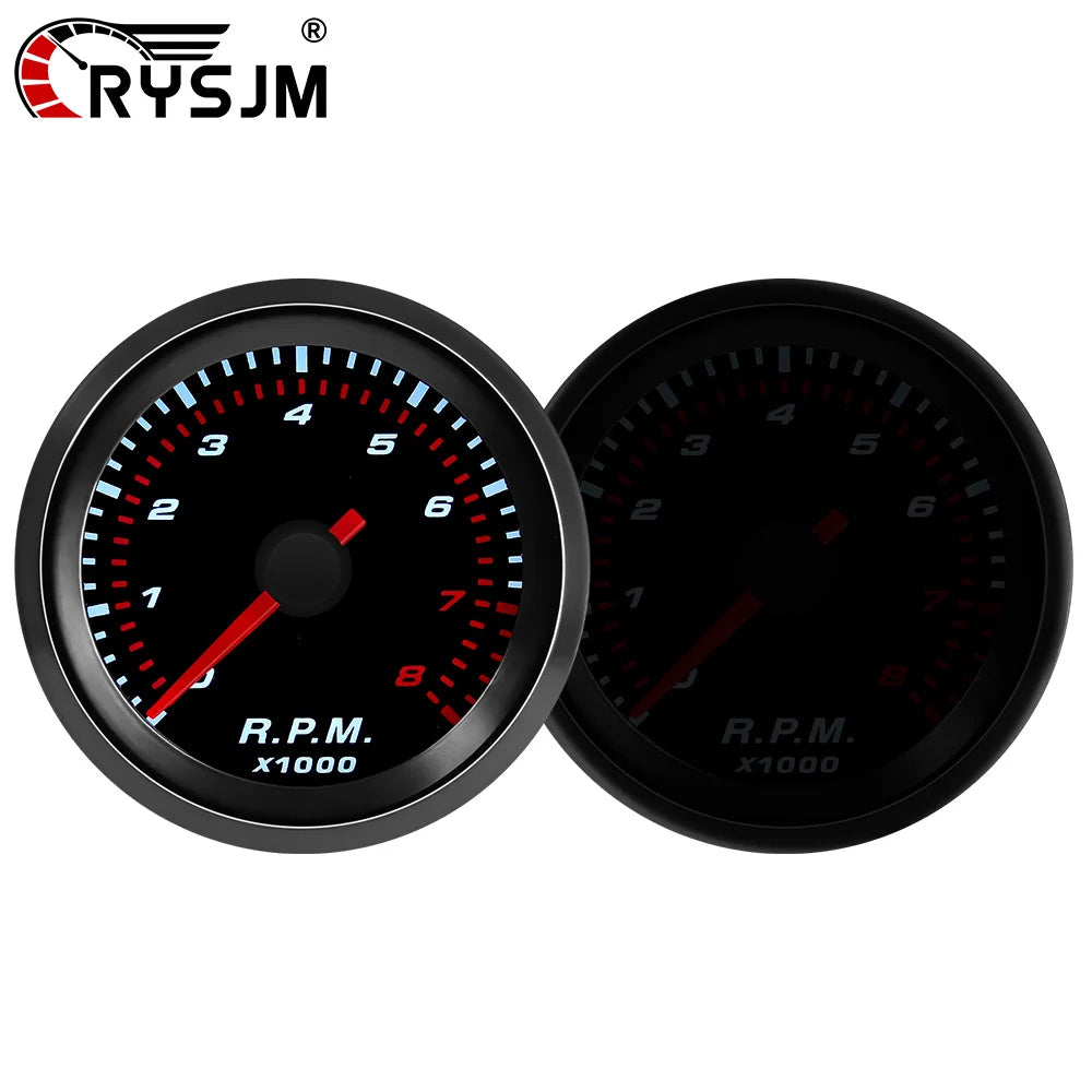 Tacómetro automático con lente ahumada de 2 '', 52mm, luz roja LED blanca, medidor de 0-8000 RPM, tacómetro para coche para vehículos universales de 1-8 cilindros