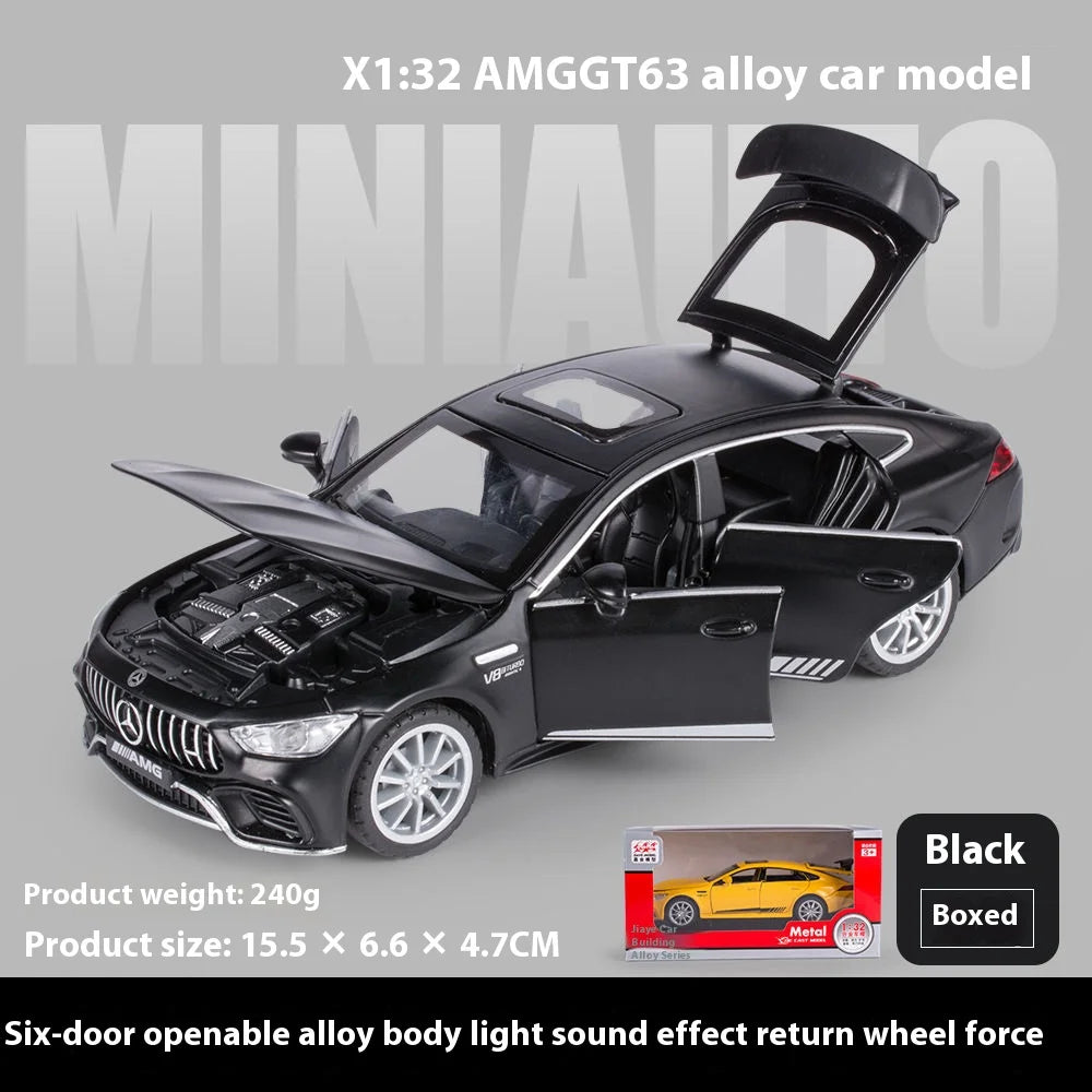 1:32 Mercedes Benz AMG GT63 coche deportivo aleación Diecast modelo de coche sonido luz tirar hacia atrás juguetes adornos regalo para niños recoger