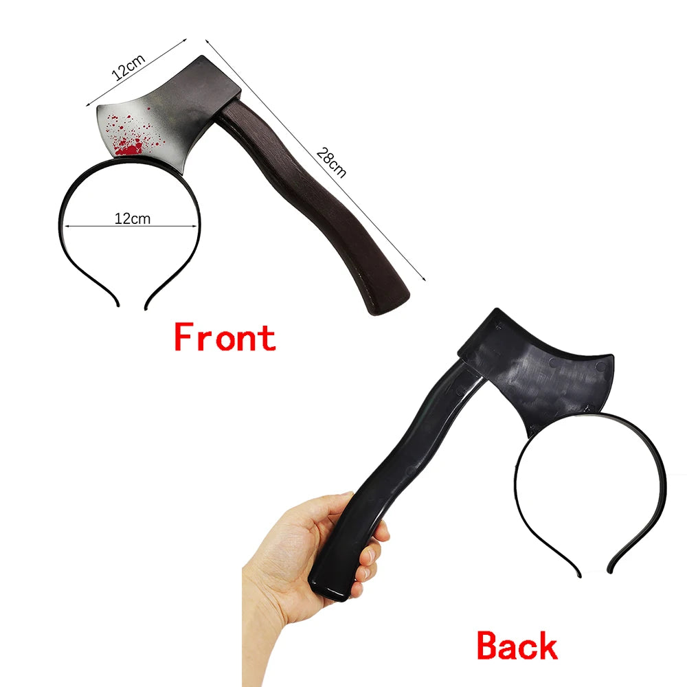 Aro para el pelo para Halloween, sangre de terror, hacha falsa, sierras, cuchillo, diadema gótica, fiesta de Halloween, mascarada, Cosplay, accesorios de decoración