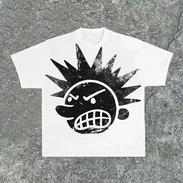 Ropa de calle Y2K, camiseta con estampado de dibujos animados de Hip Hop para hombre, camiseta gótica 100% de algodón, manga corta transpirable