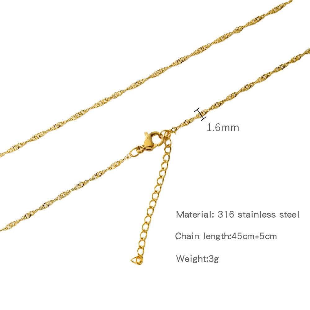 HIYEE-collar de cadena de eslabones de cuerda con cuentas en forma de O para mujer, bola de serpiente de acero inoxidable, regalo de joyería, accesorios Diy de Color dorado