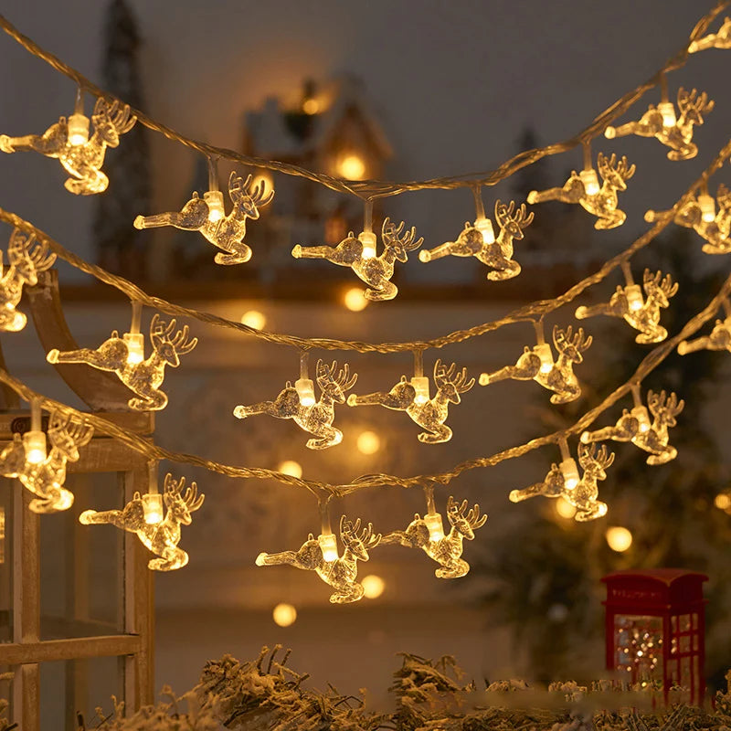 Luces navideñas de 1,5/3M, guirnalda de luces con forma de copo de nieve, luces de hadas, bola de estrella impermeable, lámpara LED para decoración del jardín del árbol de Navidad del hogar