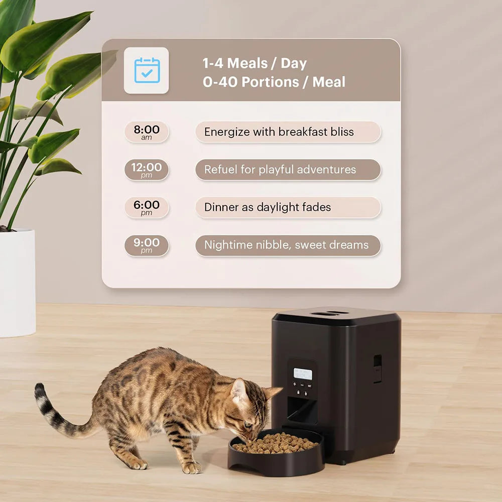 Comedero inteligente para mascotas, alimentador automático para gatos, máquina de comida lenta para perros con dispensador automático de comida para gatos cuantitativo temporizado, tazón para perros y gatos