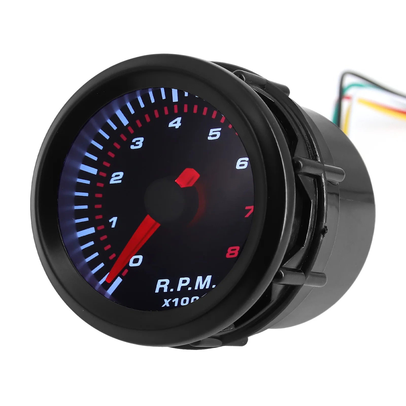 Tacómetro automático con lente ahumada de 2 '', 52mm, luz roja LED blanca, medidor de 0-8000 RPM, tacómetro para coche para vehículos universales de 1-8 cilindros
