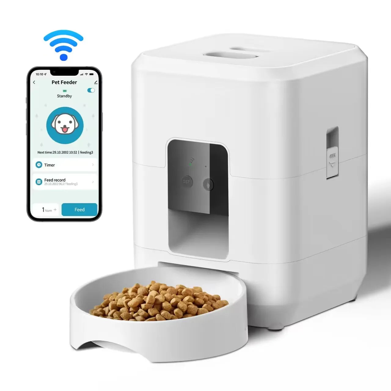 Comedero inteligente para mascotas, alimentador automático para gatos, máquina de comida lenta para perros con dispensador automático de comida para gatos cuantitativo temporizado, tazón para perros y gatos
