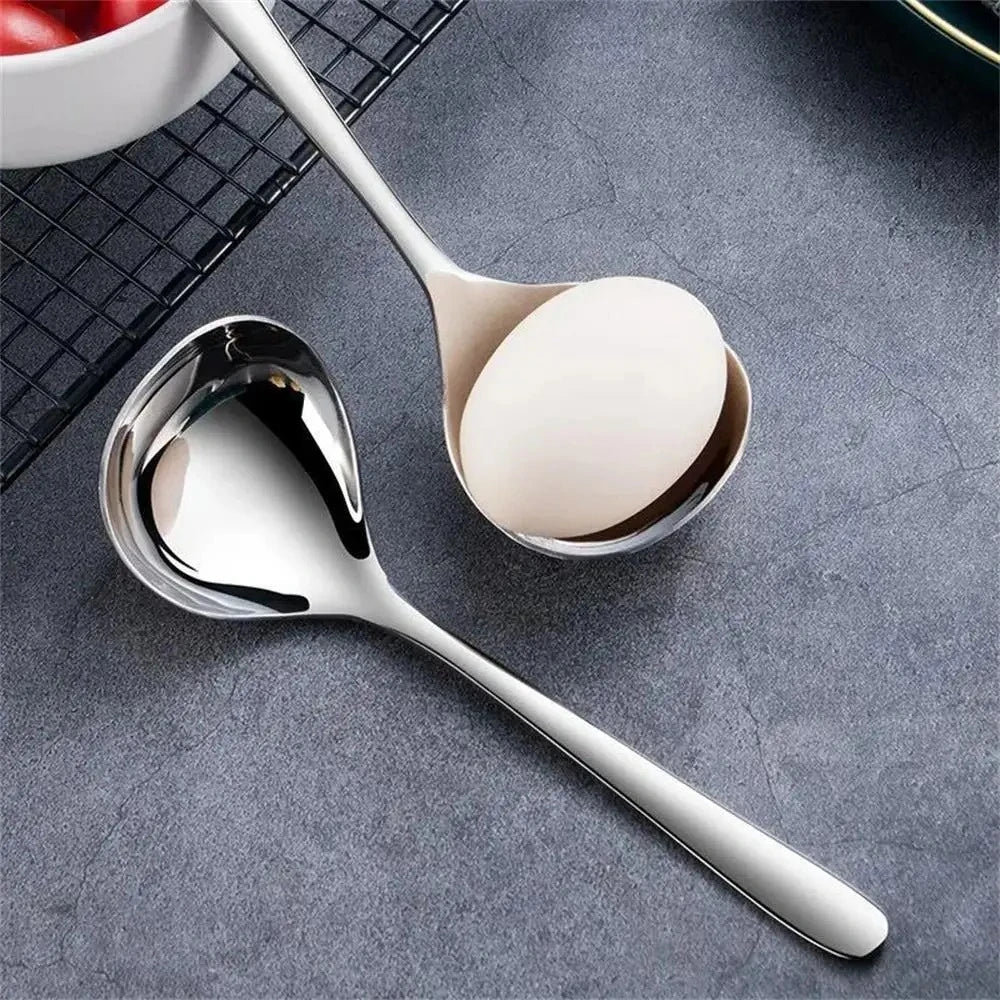 Cuchara de sopa de acero inoxidable 304, cuchara para sopa, cuchara para arroz, mango largo, cubiertos de cabeza grande engrosados, juego de cocina para el hogar, cuchara para sopa, 1 Uds.