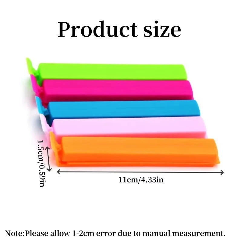 5/10/20 piezas Clips de sellado coloridos almacenamiento de cocina sello de aperitivos de alimentos Clips de bolsa de sellado abrazadera selladora de bolsas de aperitivos de mantenimiento fresco al azar