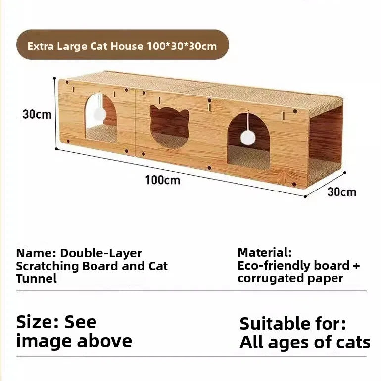 Rascador para Gatos Extra ande de Doble Capa, Túnel de Papel Corrugado, Resistente al Desgaste, Juguetes para Gatos para To...