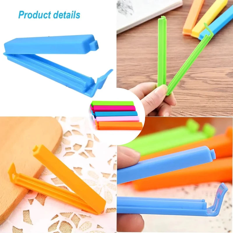 5/10/20 piezas Clips de sellado coloridos almacenamiento de cocina sello de aperitivos de alimentos Clips de bolsa de sellado abrazadera selladora de bolsas de aperitivos de mantenimiento fresco al azar