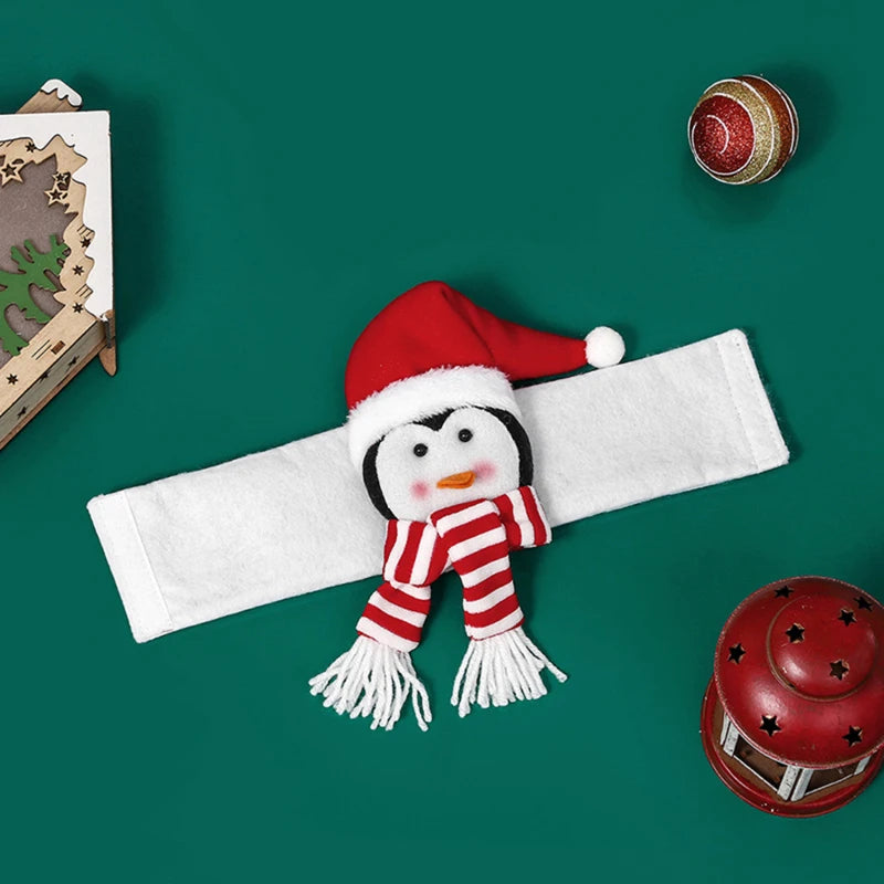 Cierre de cortina de dibujos animados de Navidad, pingüino, Papá Noel, muñeco de nieve, soporte de alce, decoración navideña para accesorios para el hogar, 2024