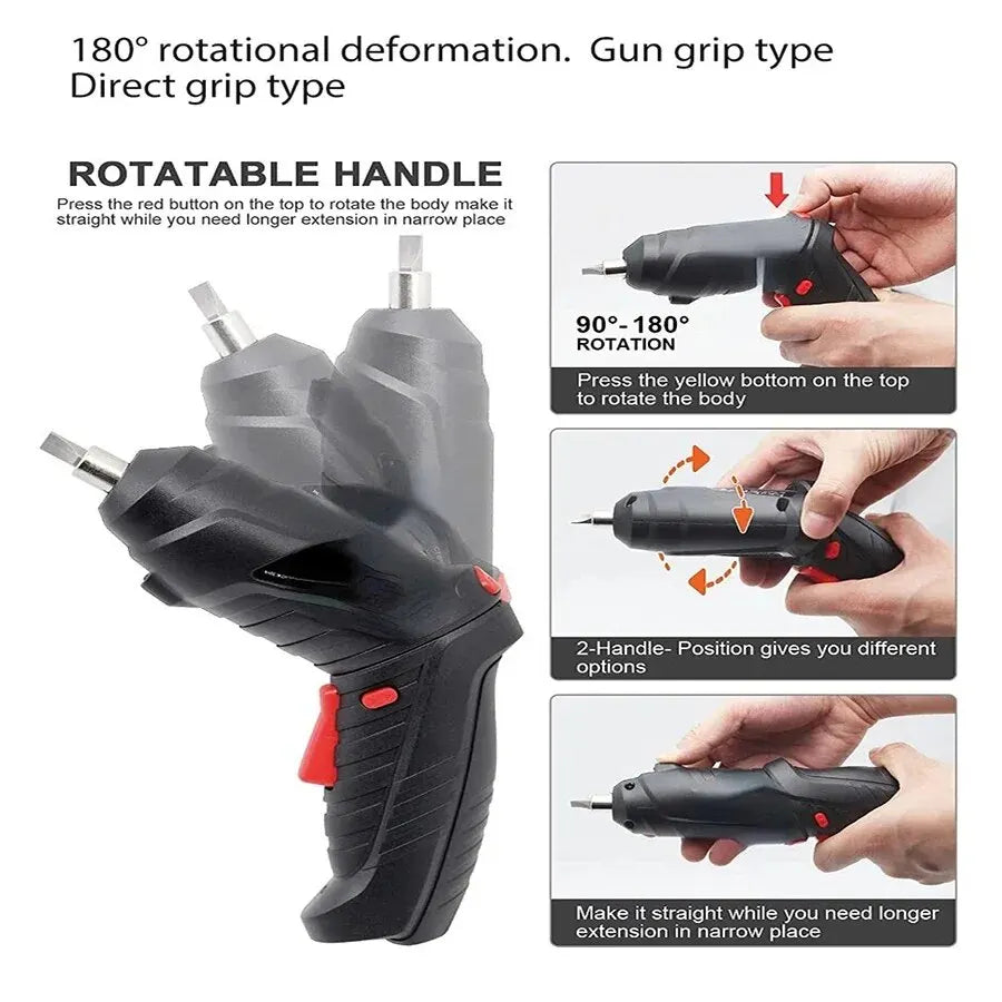ZSKJ-Kit de destornillador eléctrico inalámbrico, 3,6 V, batería de litio recargable de 500mAh, Kit de taladro, herramientas eléctricas plegables para el hogar