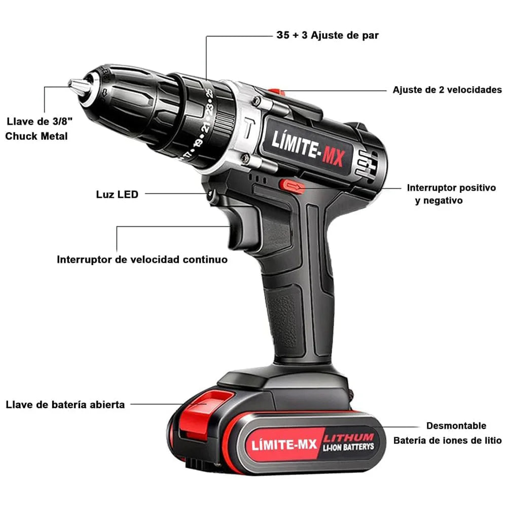 Taladros Inalámbrico de 21V, destornillador eléctrico, 110V/220V, 1350rpm, CC, batería de iones de litio, herramientas eléctricas