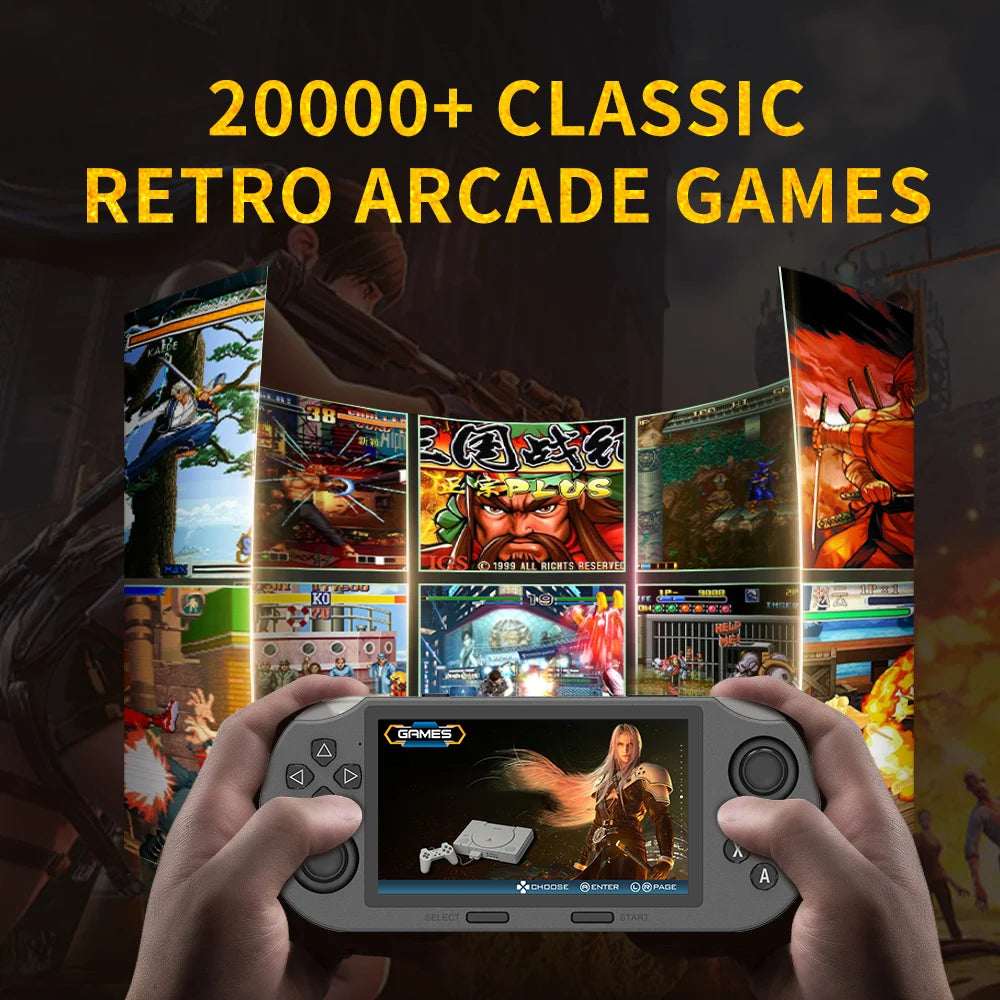 Mini reproductor de juegos portátil SF3000, pantalla IPS de 4,5 pulgadas, consola de videojuegos Retro, más de 20000 juegos integrados para PS1/GBA/SFC