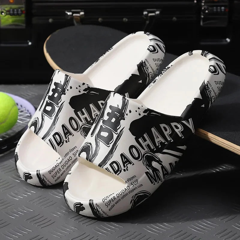 Zapatillas elegantes para hombre, para interior del hogar, antideslizantes, con parte inferior gruesa, cómodas zapatillas con parte inferior de PVC para mujer