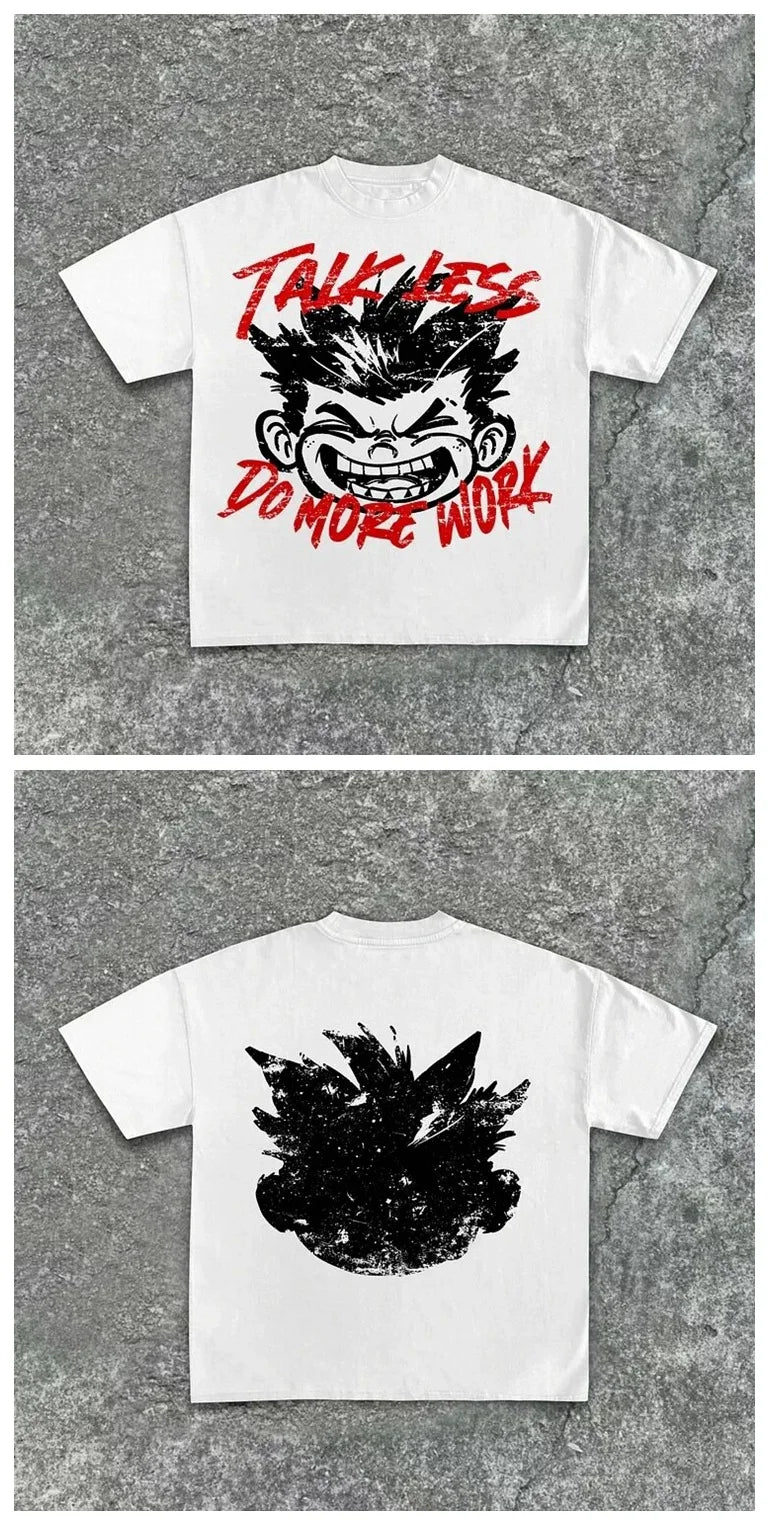 Ropa de calle Y2K, camiseta con estampado de dibujos animados de Hip Hop para hombre, camiseta gótica 100% de algodón, manga corta transpirable