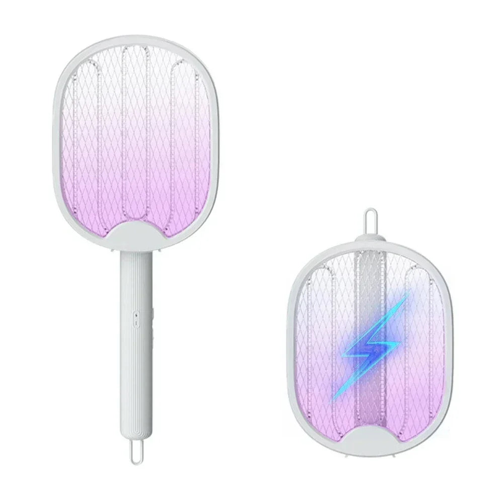 Matamoscas eléctrico USB, raqueta antimosquitos de 3000V, luz UV plegable, trampa para insectos para acampar, hogar y jardín