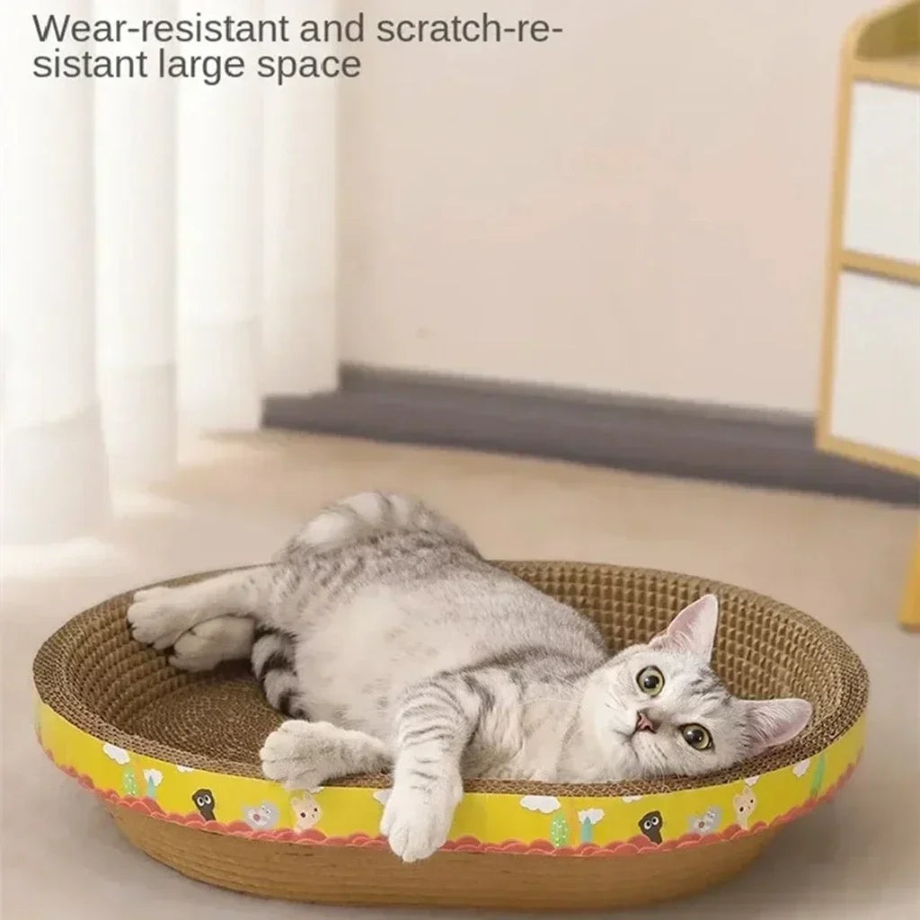Tablero para rascar gatos, protege muebles, garra de molienda, juguetes, papel corrugado ovalado, nido para gatos resistente al desgaste, accesorios para gatos