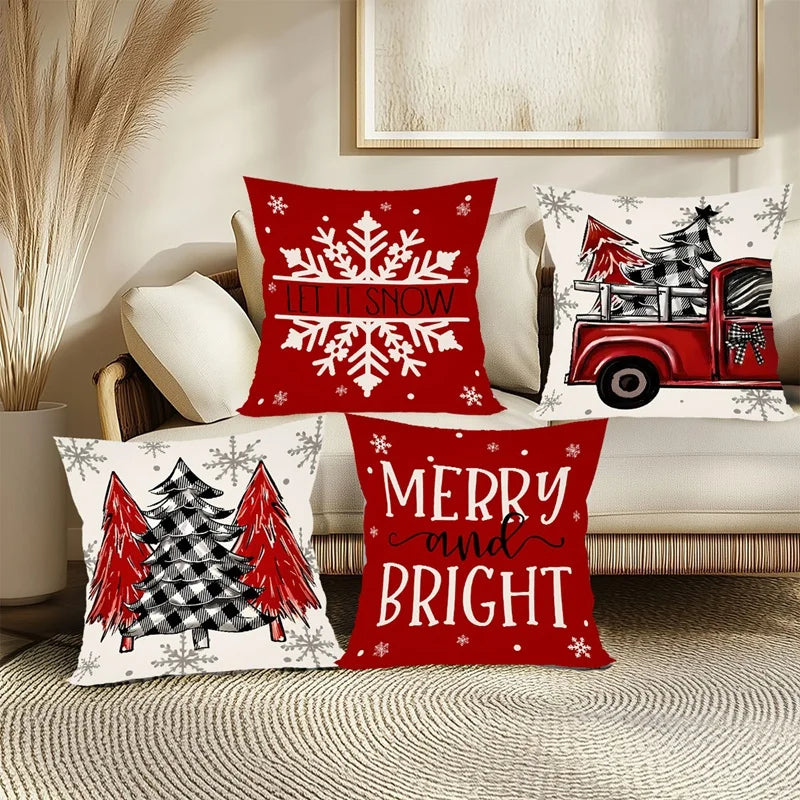 4 Uds fundas de almohada navideñas 45x45cm fundas de almohada Navidad fundas de almohada para el hogar sofá decoraciones navideñas 2025