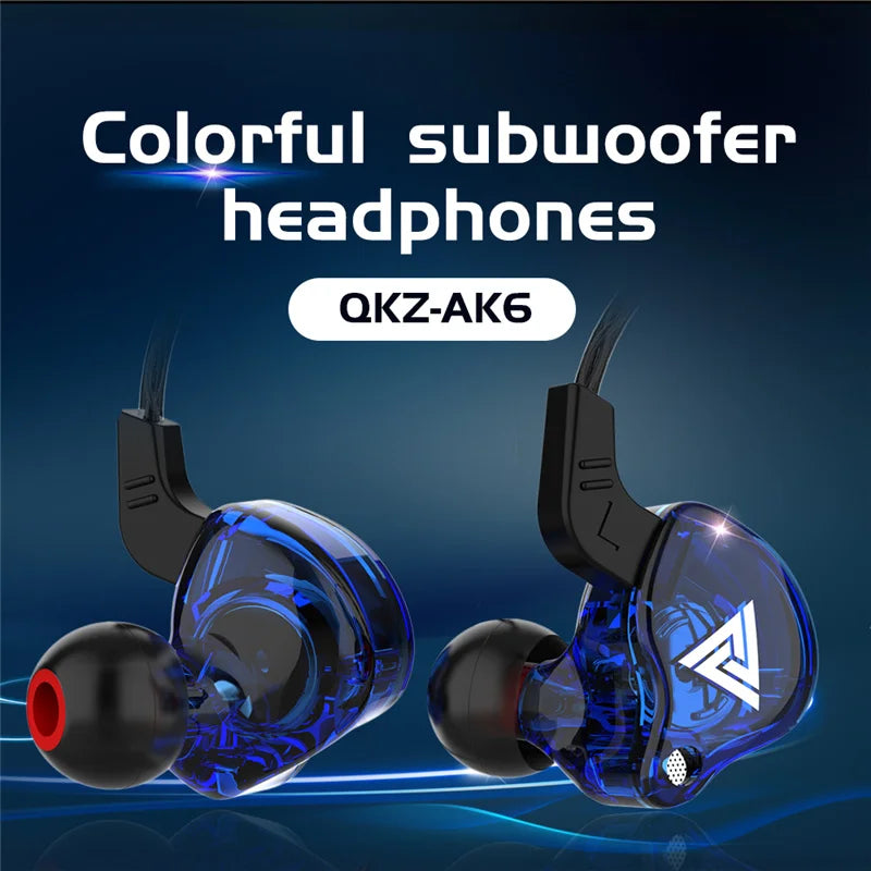 Auriculares con cable QKZ AK6 de cobre HiFi, auriculares estéreo para carreras y deportes, auriculares con micrófono 3,5mm