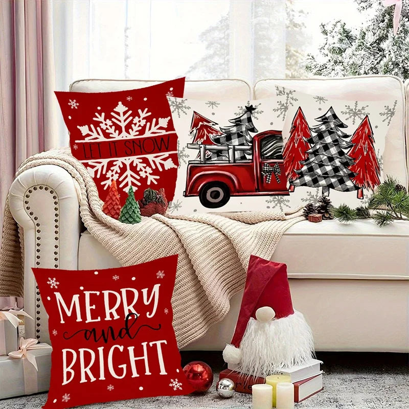 4 Uds fundas de almohada navideñas 45x45cm fundas de almohada Navidad fundas de almohada para el hogar sofá decoraciones navideñas 2025