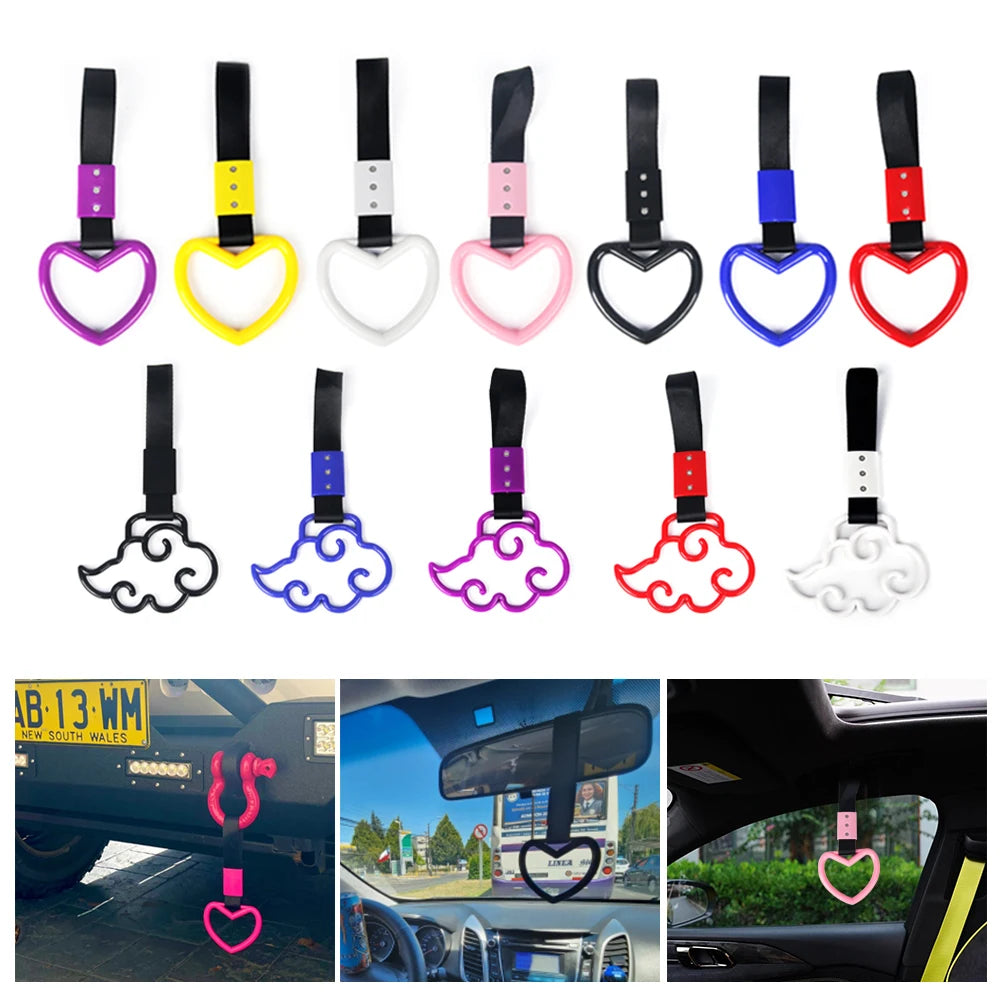 Correa de mano con mango de autobús y tren JDM, 1 Uds., anillo Tsurikawa, estilo de corazón, correa con abalorio de deriva, accesorios para automóvil, correa para coche