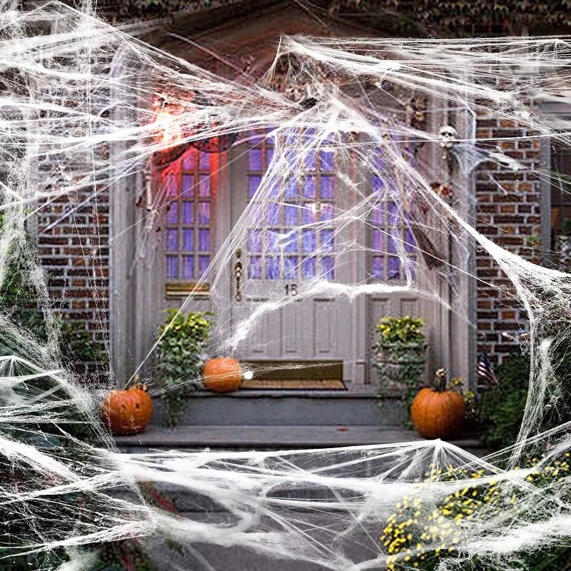 Decoración de Halloween, accesorios de fiesta, decoraciones para eventos, grito, fiesta, telaraña, accesorios negros para exteriores, araña de Casa Encantada