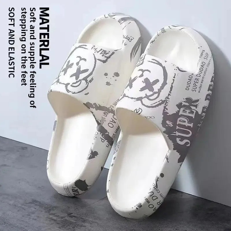 Zapatillas elegantes para hombre, para interior del hogar, antideslizantes, con parte inferior gruesa, cómodas zapatillas con parte inferior de PVC para mujer