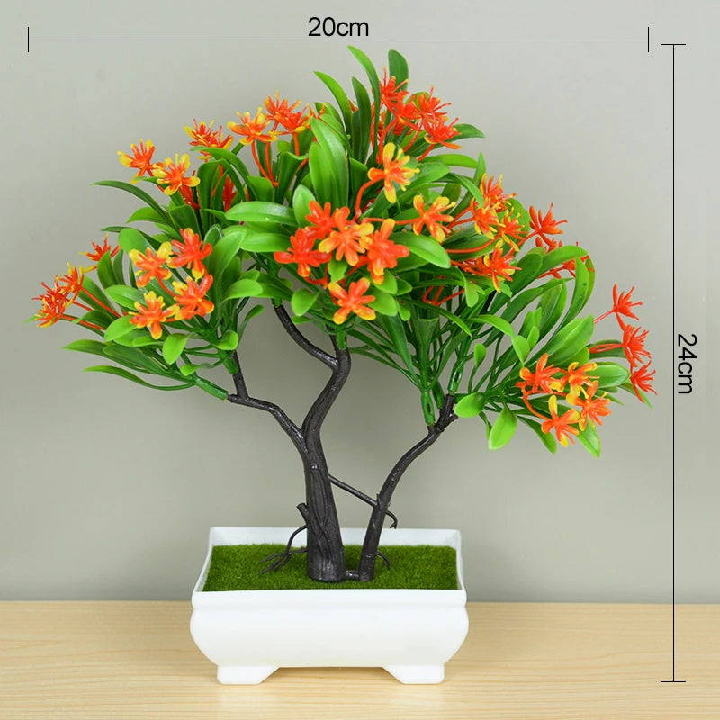 Bonsái de plantas artificiales, árbol pequeño, maceta, plantas falsas, flores, adornos en maceta para decoración de mesa de habitación del hogar, decoración de jardín de Hotel