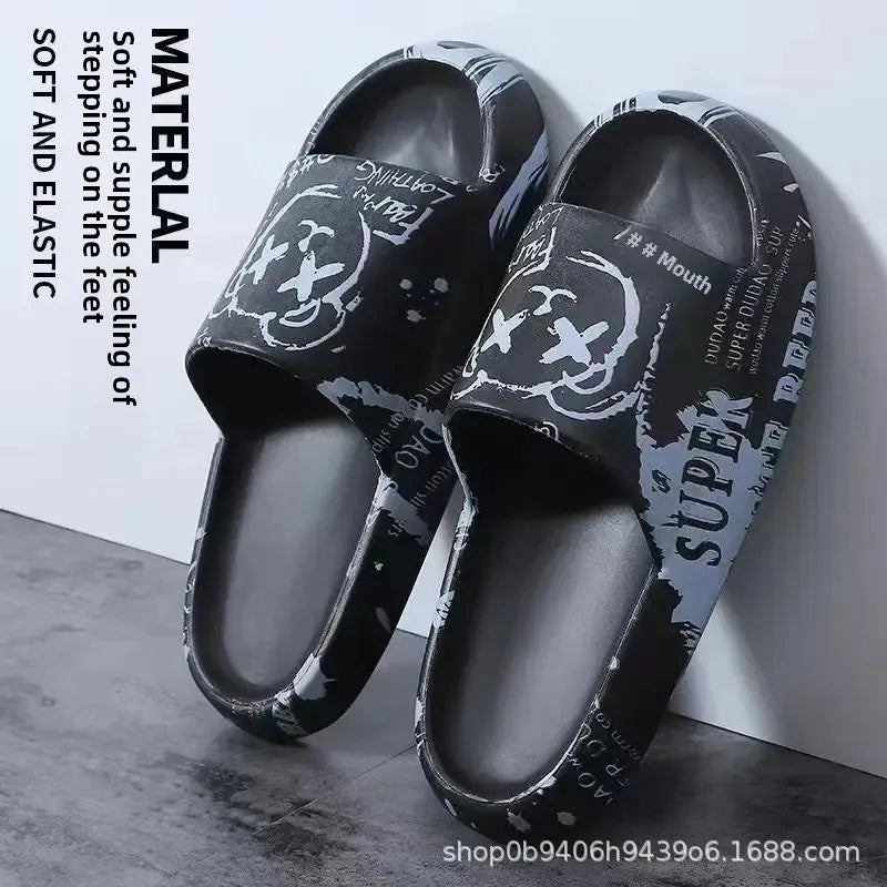 Zapatillas elegantes para hombre, para interior del hogar, antideslizantes, con parte inferior gruesa, cómodas zapatillas con parte inferior de PVC para mujer