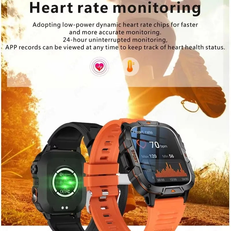 Nuevo para Huaiwei relojes inteligentes militares al aire libre hombres Bluetooth llamada IP68 5ATM natación impermeable 420mAh linterna LED Smartwatch