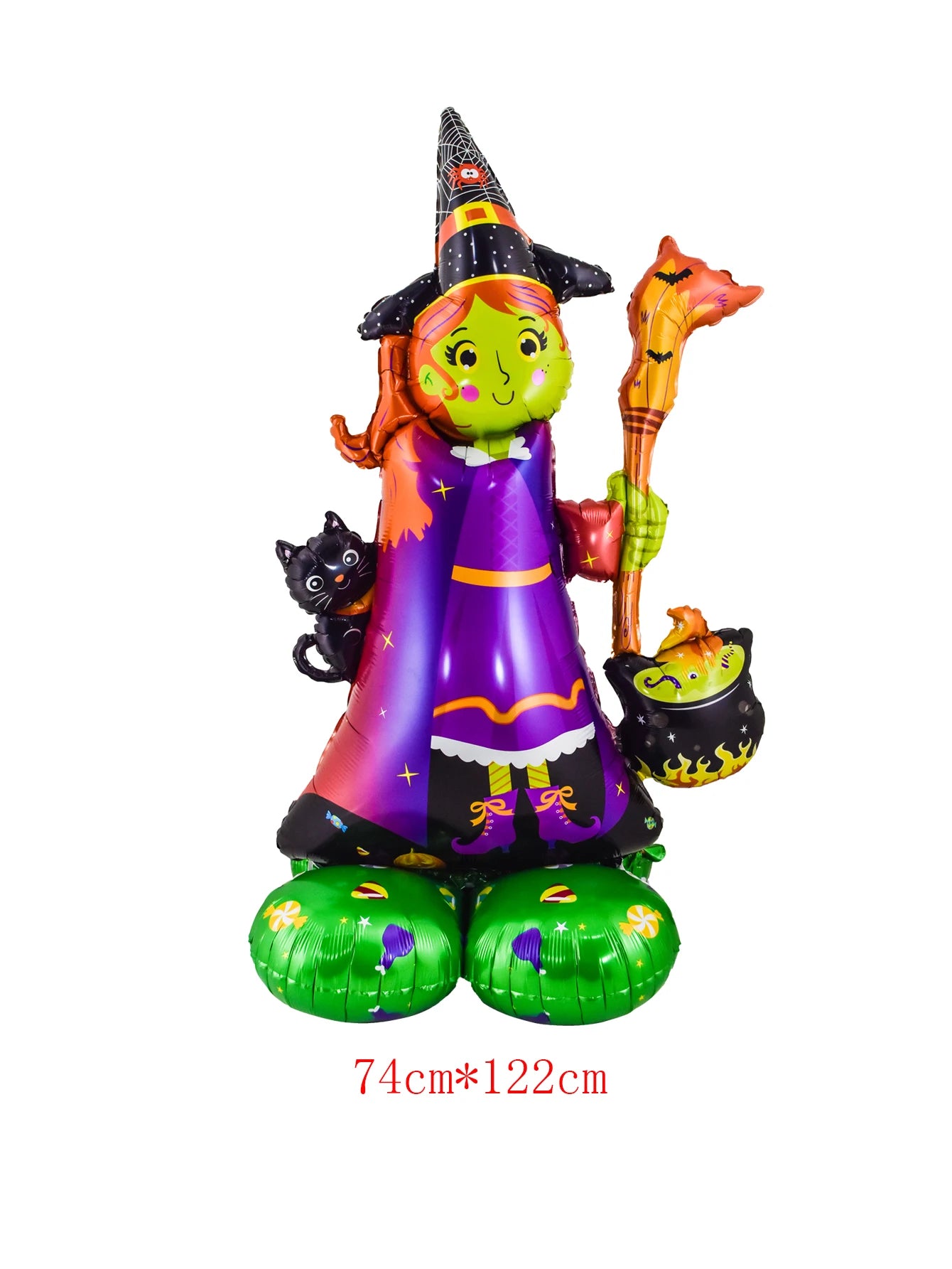 Juego de globos de papel de aluminio con soporte gigante, globo de calabaza, fantasma, bruja, árbol fantasma, decoraciones para fiesta de Halloween, 1 Juego