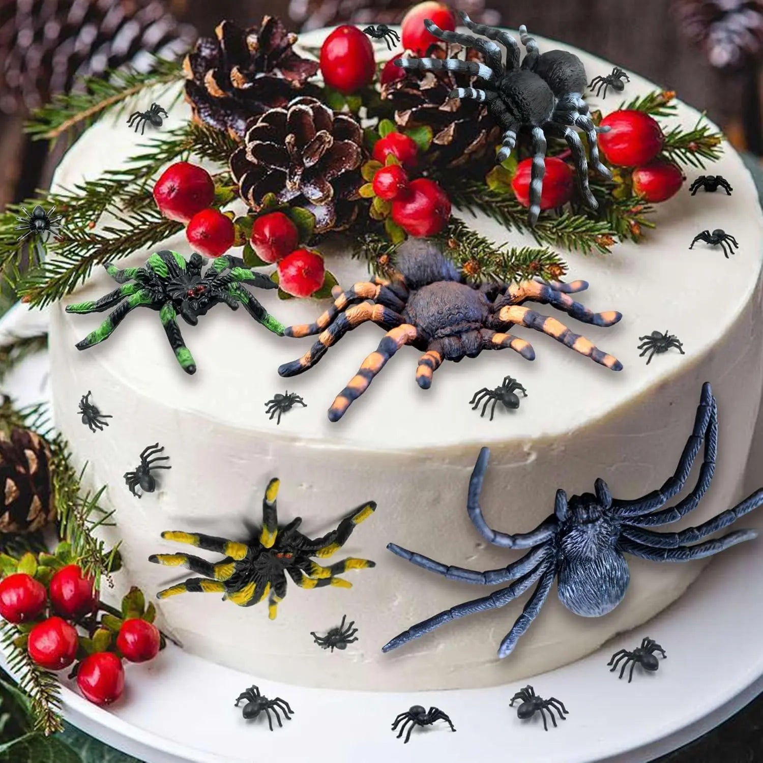 50/500 Uds pequeñas arañas negras falsas decoración de Halloween araña de terror DIY fiesta Casa Encantada Prop insectos realistas juguetes difíciles