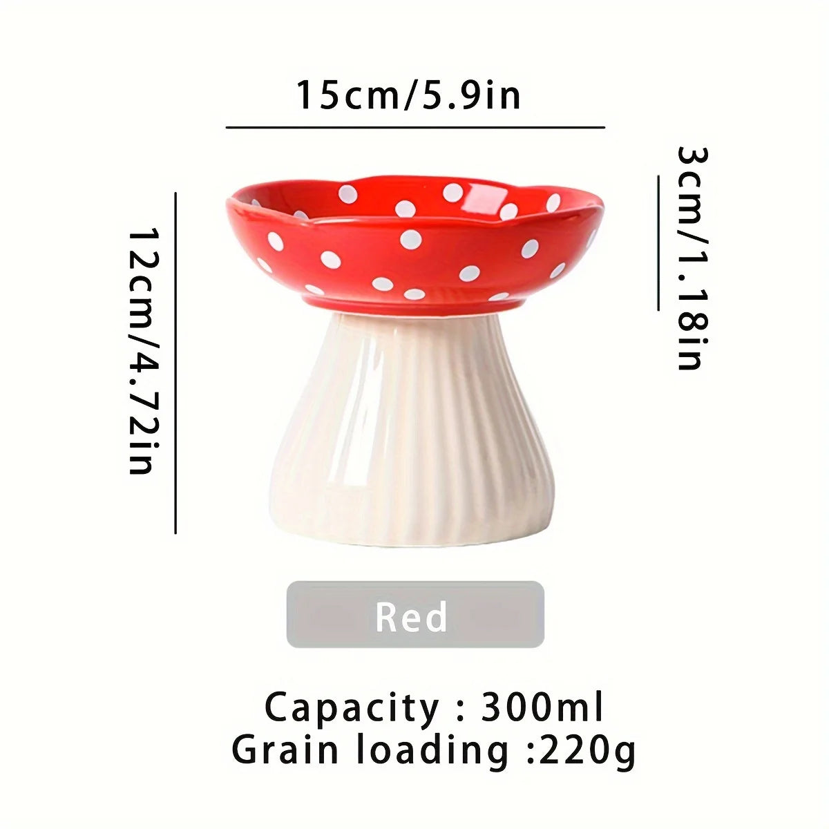 Cuenco para gatos con forma de seta de resina: alto, capacidad de 300 ml, apto para gatos: ideal para festivales de alimentación y beber