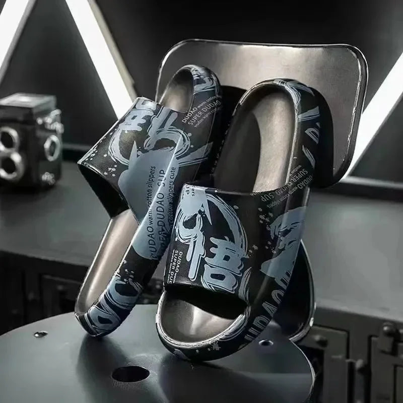 Zapatillas elegantes para hombre, para interior del hogar, antideslizantes, con parte inferior gruesa, cómodas zapatillas con parte inferior de PVC para mujer
