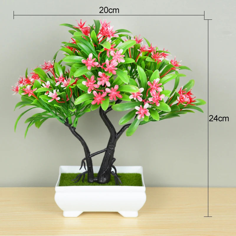 Bonsái de plantas artificiales, árbol pequeño, maceta, plantas falsas, flores, adornos en maceta para decoración de mesa de habitación del hogar, decoración de jardín de Hotel