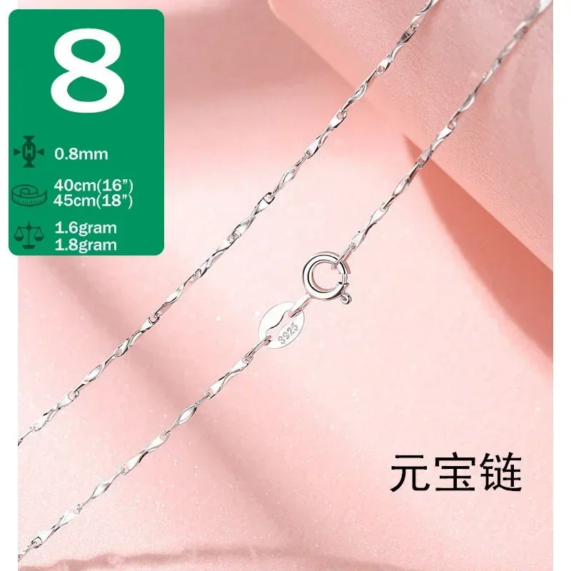 TrustDavis-collar de Plata de Ley 925 auténtica con forma de serpiente y ondas de agua, cadena de caja de 40/45cm, collar para mujer, joyería DC25