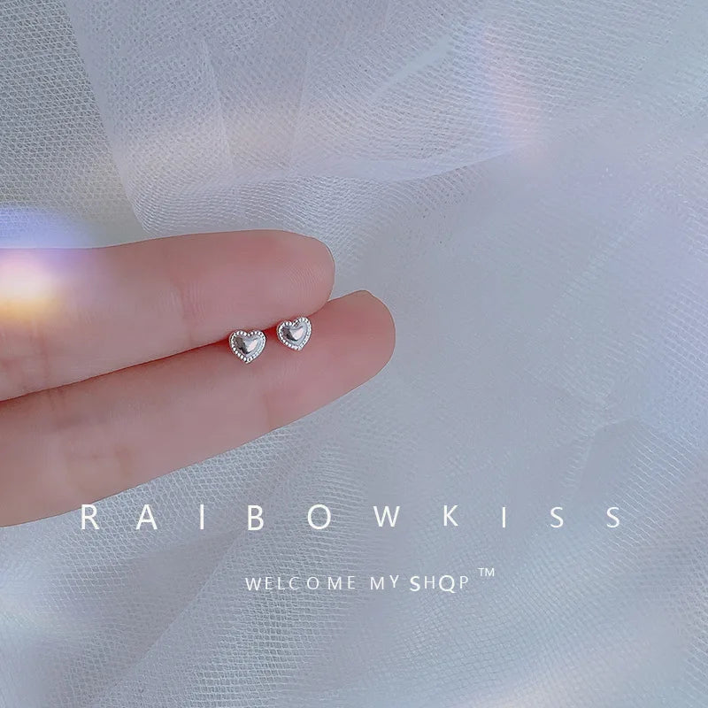 Pendientes de tuerca con forma de mariposa y corazón para mujer, Mini estrella, Color plateado, con agujas de plata 925, hipoalergénico, uso diario, regalo Pierc para niñas