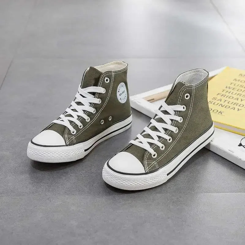 Zapatos de lona Ins de alta calidad para mujer, zapatos coreanos Ulzzang versátiles para estudiantes, primavera, nuevo estilo, cubierta de tobillo de fondo plano, zapatos con suela de goma