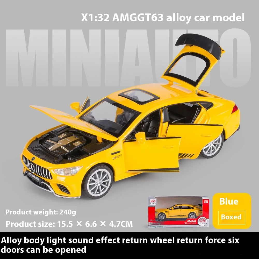1:32 Mercedes Benz AMG GT63 coche deportivo aleación Diecast modelo de coche sonido luz tirar hacia atrás juguetes adornos regalo para niños recoger