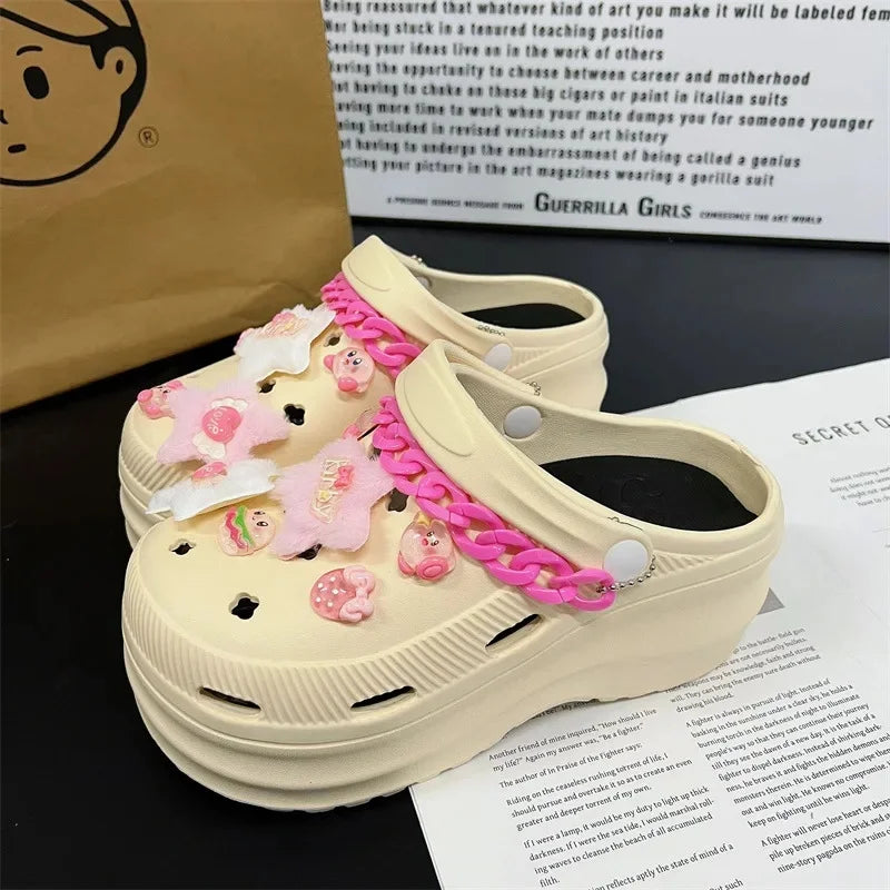 Nuevas zapatillas bonitas de Internet famosas y súper populares para mujer, zapatos de zuecos de moda de verano para exteriores y interiores de doble uso
