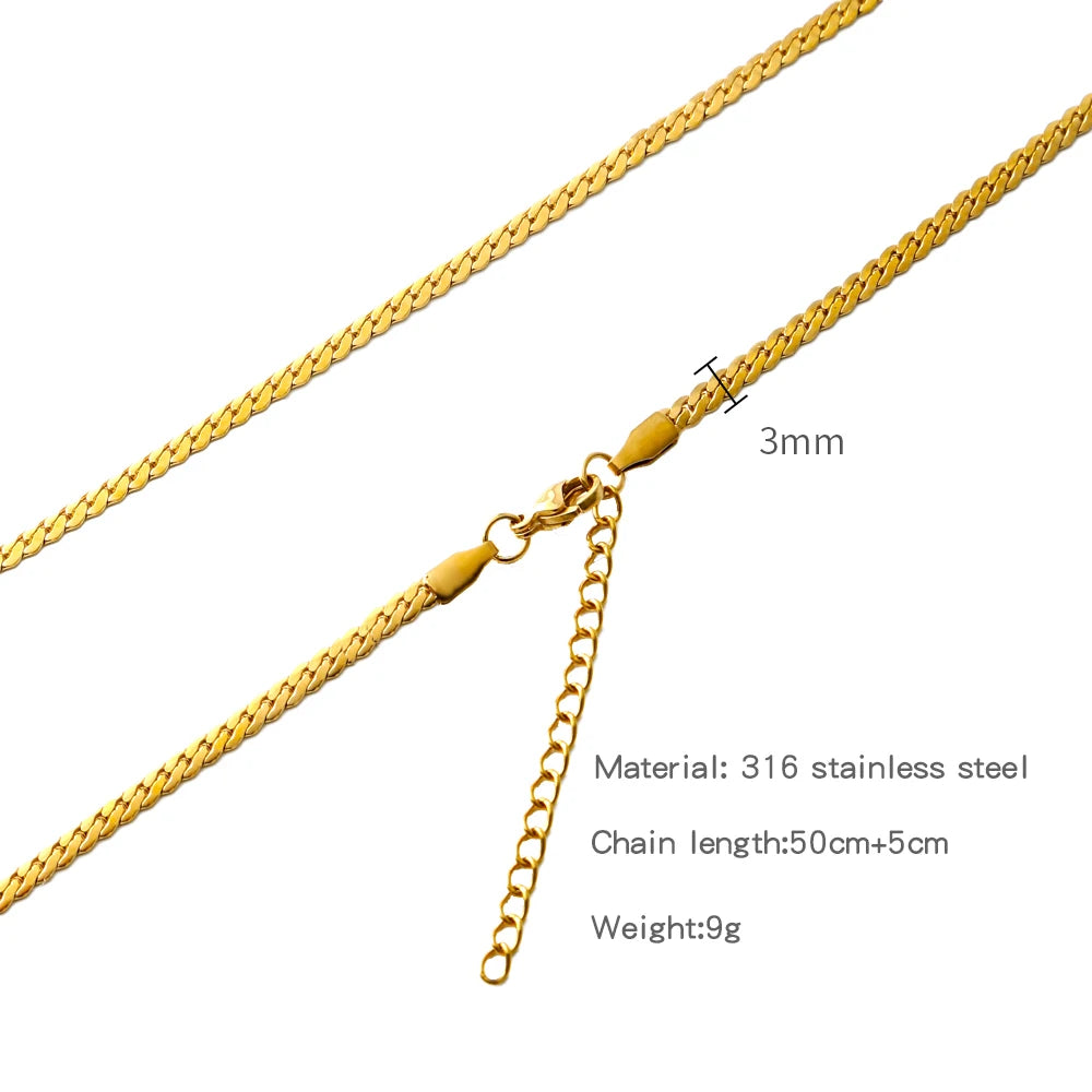 HIYEE-collar de cadena de eslabones de cuerda con cuentas en forma de O para mujer, bola de serpiente de acero inoxidable, regalo de joyería, accesorios Diy de Color dorado