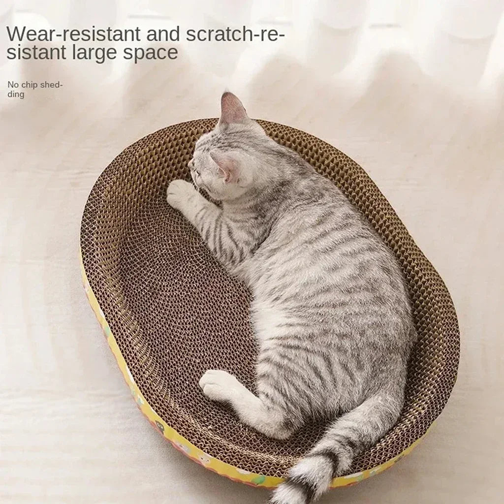 Tablero para rascar gatos, protege muebles, garra de molienda, juguetes, papel corrugado ovalado, nido para gatos resistente al desgaste, accesorios para gatos