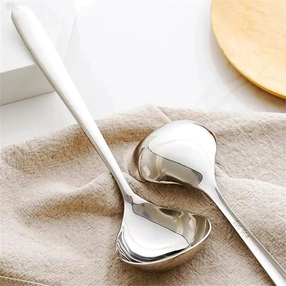 Cuchara de sopa de acero inoxidable 304, cuchara para sopa, cuchara para arroz, mango largo, cubiertos de cabeza grande engrosados, juego de cocina para el hogar, cuchara para sopa, 1 Uds.