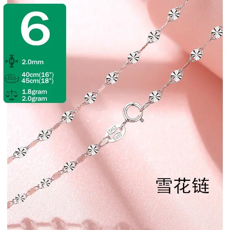 TrustDavis-collar de Plata de Ley 925 auténtica con forma de serpiente y ondas de agua, cadena de caja de 40/45cm, collar para mujer, joyería DC25